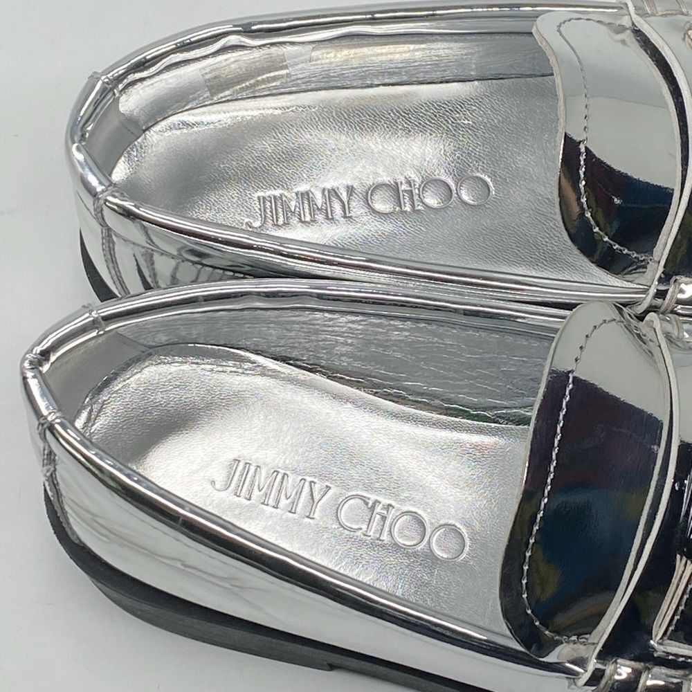 Jimmy Choo Addie JC Logo Metallic Loafer size 38 - Picture 7 of 13